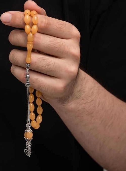 Gümüş Püskül Sıkma Kehribar Tesbih