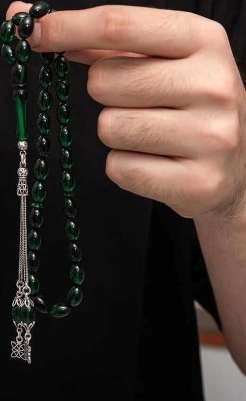 Gümüş Püskül Sıkma Kehribar Tesbih