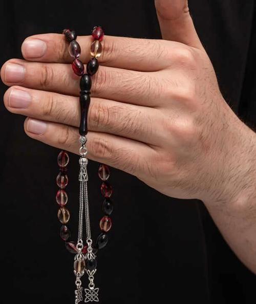 Gümüş Püskül Sıkma Kehribar Tesbih