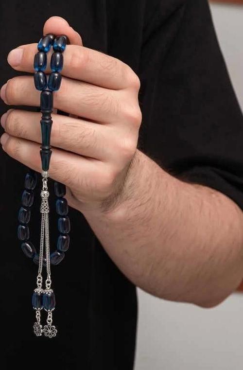 Gümüş Püskül Sıkma Kehribar Tesbih