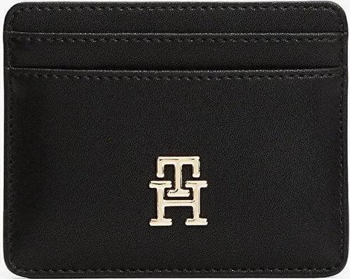 TH Icon Orta Boy Fermuarlı Monogram Kapaklı Kadın Siyah Cüzdan AW0AW17743BDS