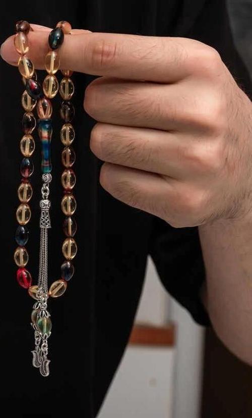 Gümüş Püskül Sıkma Kehribar Tesbih