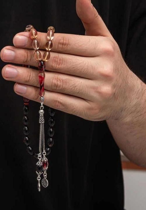 Gümüş Püskül Sıkma Kehribar Tesbih