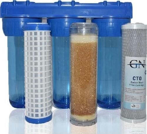 10 Inç 3 Aşama Daire Bina Sayaç Girişi Su Arıtma Cihazı Yıkanabilir-Reçine-Blok Karbon Filtreli