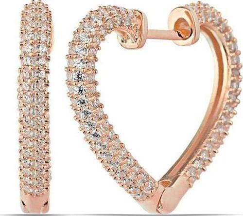 Gümüş Rose Kalp Kadın Küpe