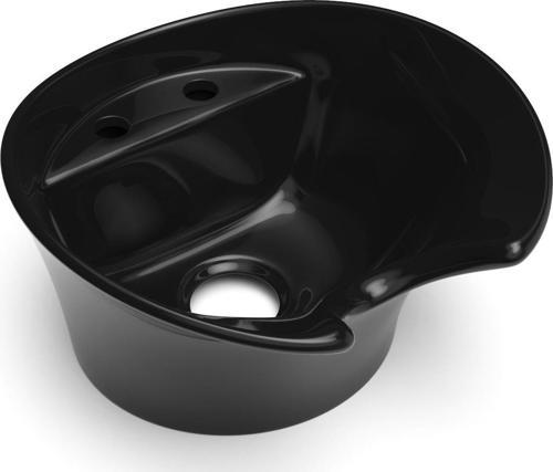 Seramik Kuaför Lavabosu 57 cm Parlak Siyah Bayan Oval Yıkama Başlığı