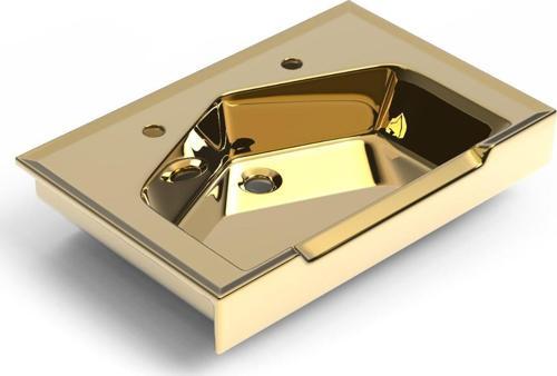 Seramik Kuaför Lavabosu 65 cm Altın Erkek Kare Lavabo