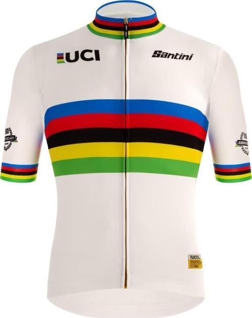 Koleksiyonluk Santini Limited Edition UCI Road World Championships Centenary Gold Bisiklet Forması RE94075CGOLD Beyaz-XL