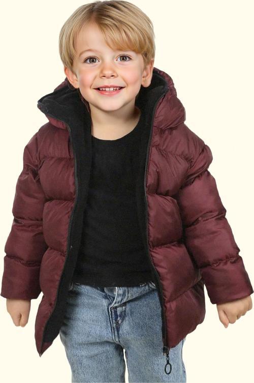 Erkek Çocuk Polarlı Kürklü Kapüşonlu Su Geçirmez Rüzgara Dayanıklı Şişme Kışlık Mont Kaban