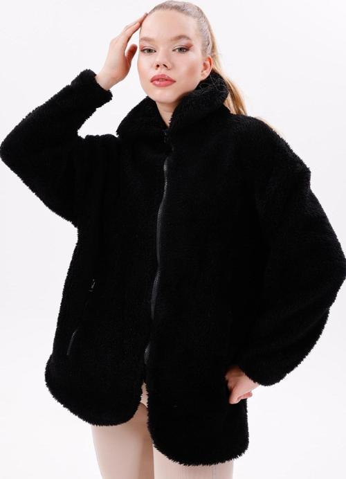 Kadın Peluş Rüzgar Geçirmez Welsoft Çift Kışlık Mont Kaban