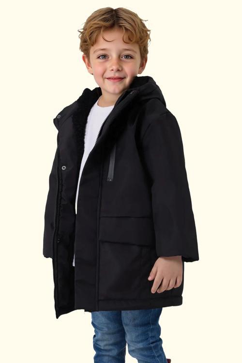 Spor Erkek Spor Çocuk Kürklü Su Ve Rüzgar Geçirmez Kapüşonlu 3 Cep Mont & Kaban & Parka