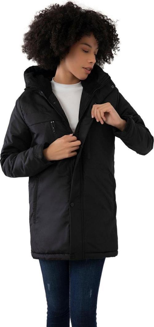 Spor Kadın Polarlı Su Ve Rüzgar Geçirmez Kapüşonlu Mont Kaban Parka