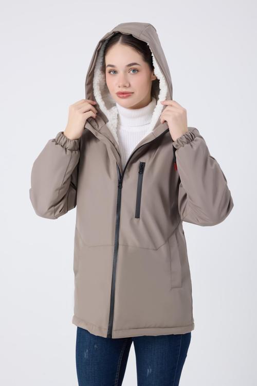 Spor Kadın Kürklü Su Ve Rüzgar Geçirmez Kapüşonlu Mont & Kaban & Parka