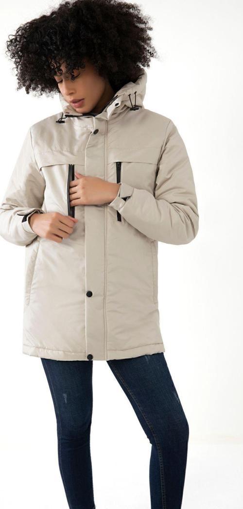 Spor Kadın Polarlı Su Ve Rüzgar Geçirmez Kapüşonlu Mont Kaban Parka