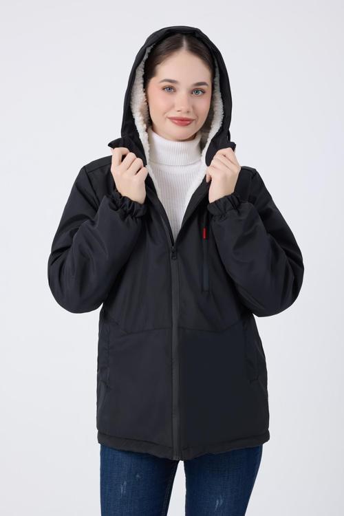 Spor Kadın Kürklü Su Ve Rüzgar Geçirmez Kapüşonlu Mont & Kaban & Parka