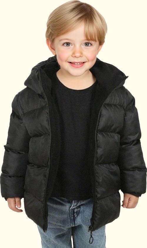 Erkek Çocuk Polarlı Kürklü Kapüşonlu Su Geçirmez Rüzgara Dayanıklı Şişme Kışlık Mont Kaban
