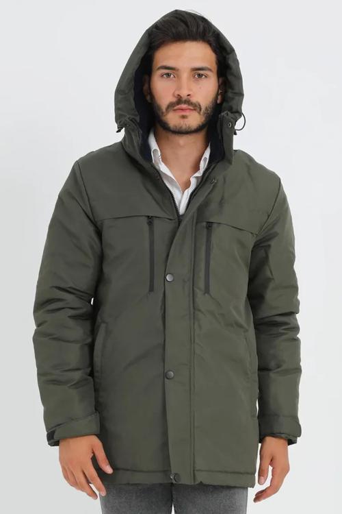 Spor Erkek Polarlı Su Ve Rüzgar Geçirmez Kapüşonlu Mont & Kaban & Parka
