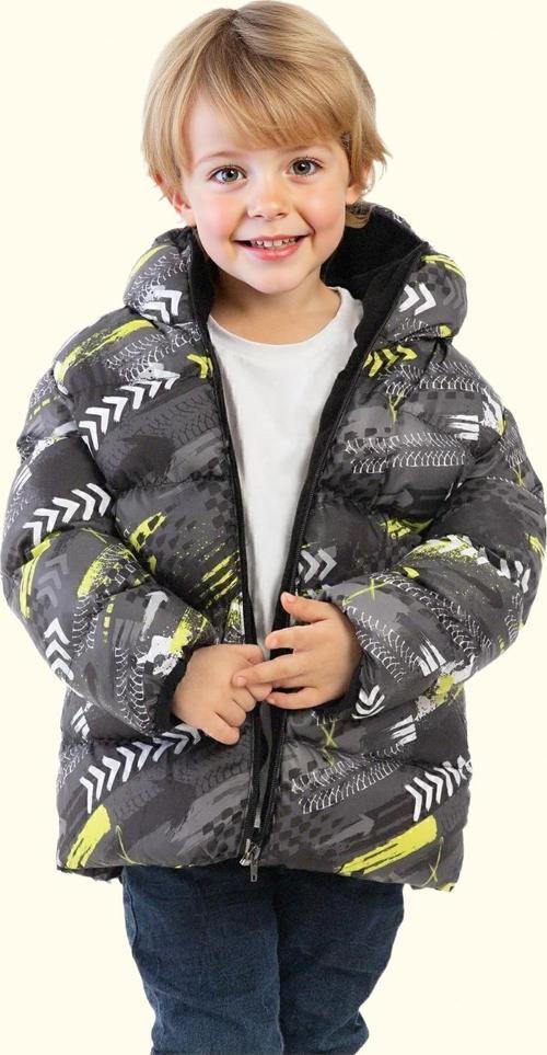 Erkek Çocuk Dijital Desen Polar Su Ve Rüzgar Geçirmez Kapüşonlu Şişme Kışlık Mont