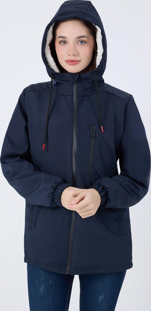 Spor Kadın Kürklü Su Ve Rüzgar Geçirmez Kapüşonlu Mont & Kaban & Parka