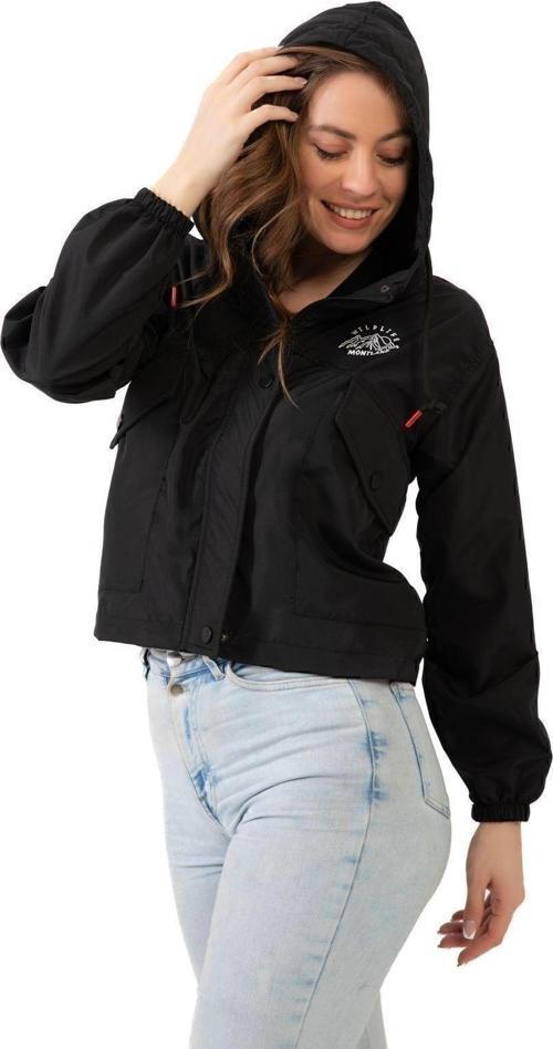 Kadın Su Geçirmez Ve Rüzgara Dayanıklı Kapüşonlu Çıt Çıtlı Mevsimlik Yağmurluk