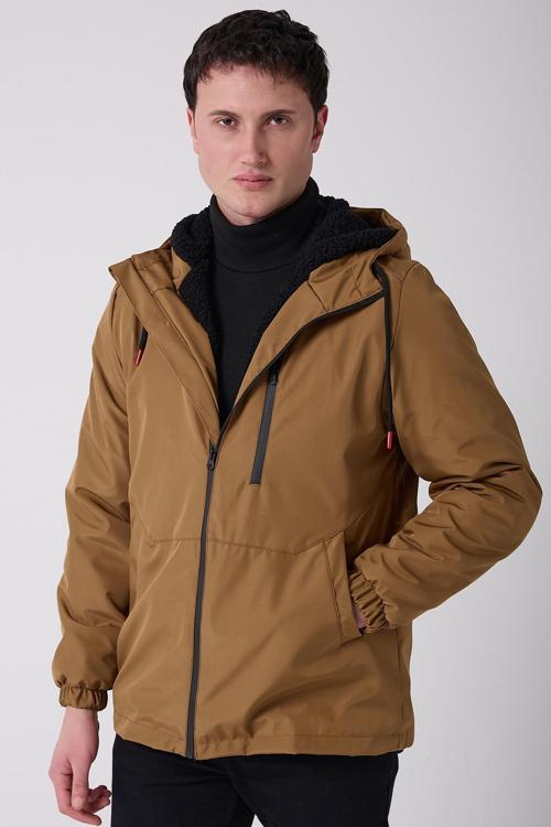 Spor Erkek Kürklü Su Ve Rüzgar Geçirmez Kapüşonlu Mont & Kaban & Parka