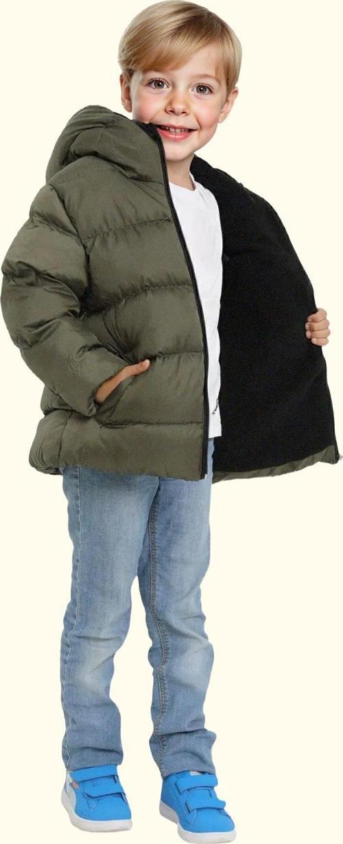 Erkek Çocuk Polarlı Kapüşonlu Su Geçirmez Rüzgara Dayanıklı Şişme Kışlık Mont