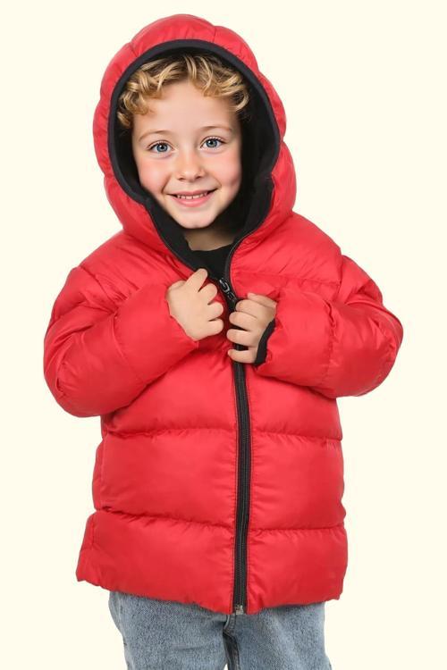 Spor Erkek Spor Çocuk Polarlı Kapüşonlu Su Geçirmez Rüzgara Dayanıklı Mont - Kaban