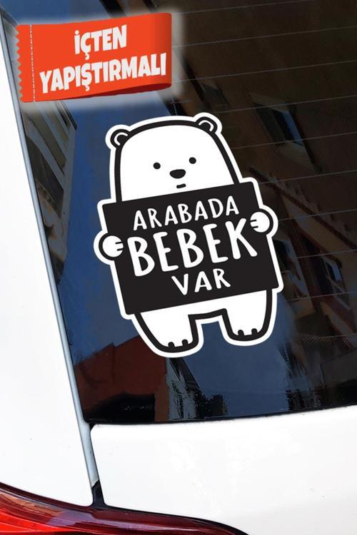 ModernSanatDükkanı Arabada Bebek Var Ayıcık Araba Sticker