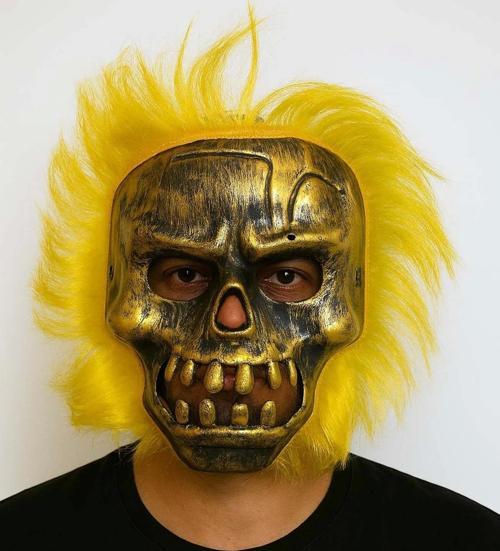 Wild Skull - Bakır Kafatası Sarı Saçlı İskelet Maske