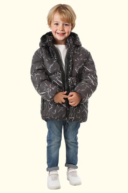 Erkek Çocuk Çıkabilir Kapüşonlu Su Ve Rüzgar Geçirmez Kışlık Şişme Mont & Kaban & Parka