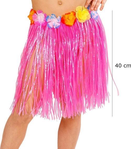 Yetişkin Ve Çocuk Uyumlu Pembe Renk Püsküllü Hawaii Luau Hula Etek 40 Cm