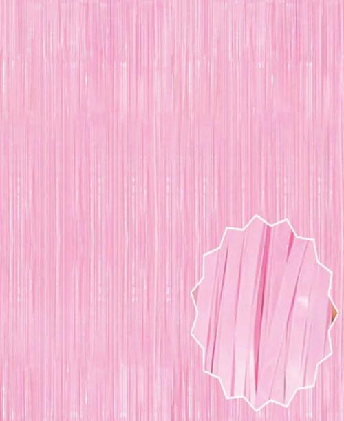 Soft Pembe Püsküllü Kapı Perdesi - Parti, Baby Shower, Cinsiyet Partisi 1x2 M