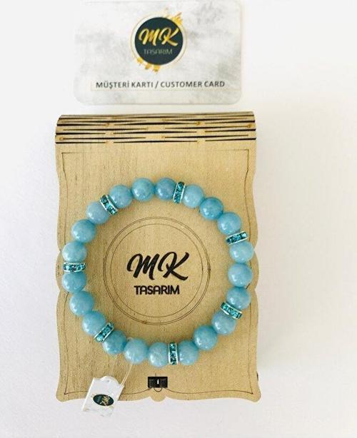 GERÇEK MAVİ KUVARS TAŞI %100 ORIJINAL BİLEKLİK MKT8001