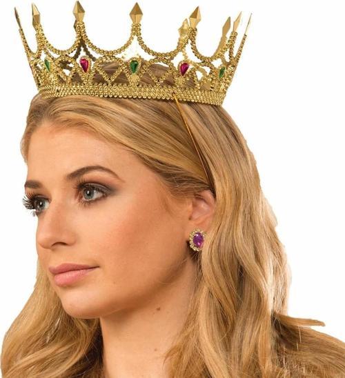 Taşlı Rönesans Kostümlü Kraliyet Ortaçağ Altın Kraliçe Prenses Tacı