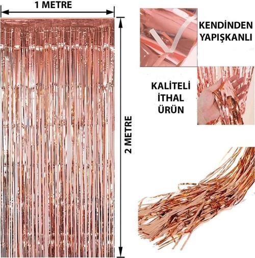 Rose Gold Püsküllü Kapı Perdesi - Parti, Bekarlığa Veda, Doğum Günü 1x2 M