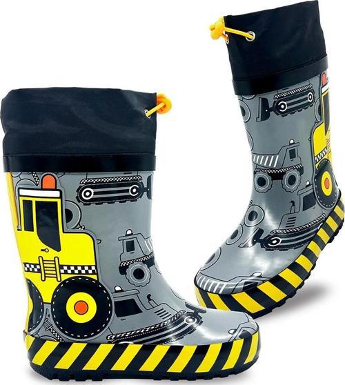 İnşaat Araçları Erkek Çocuk Gri Yağmur Botu