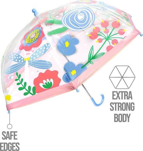 Çiçek Desenli Kız Çocuk Şeffaf Şemsiye