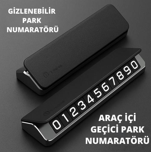 Deri ve Metal Araç İçi Geçici Park Telefon Numaratörü, Gizlenebilir Numaratör, Manyetik Numaralı