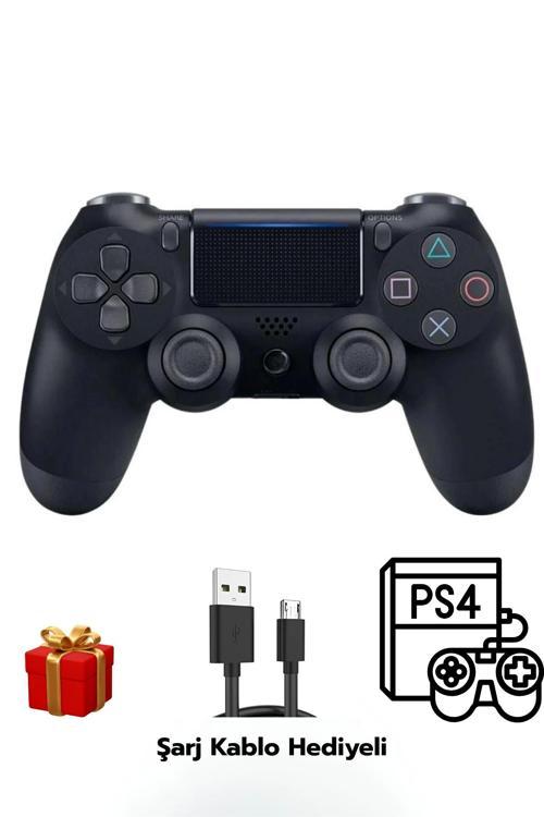 GlrTech P4 Siyah Kablosuz Oyun Kolu  Double Motor Titreşimli Şarj Edilebilir PS4 Uyumlu