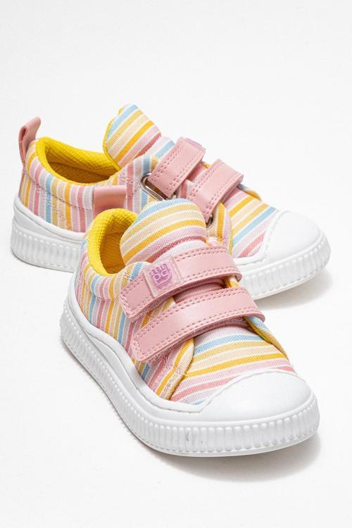 Kız Çocuk Pudra Çizgili Sneaker Ayakkabı