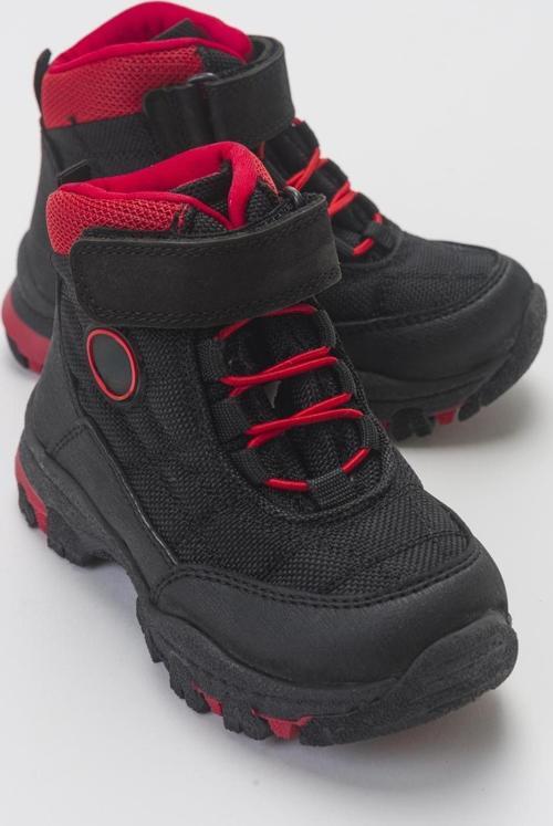 Erkek Çocuk Siyah-Kırmızı Suya Dayanıklı Microfiber Trekking Bot