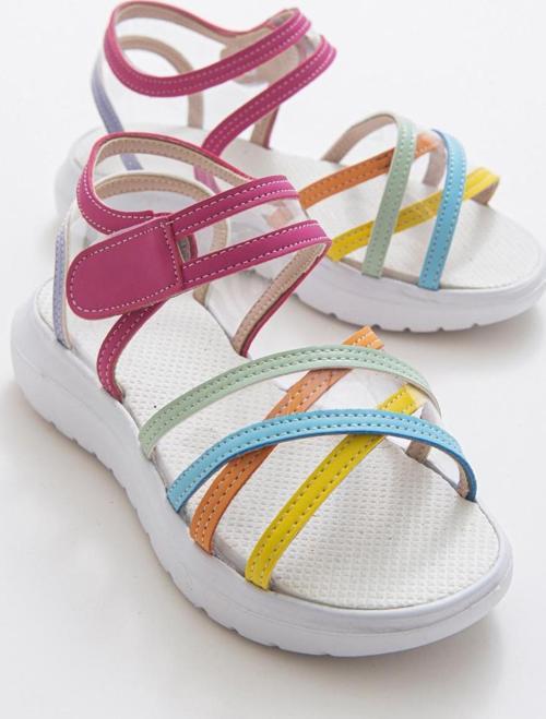 Kız Çocuk Gökkuşağı Anatomik Hafif Günlük Sandalet