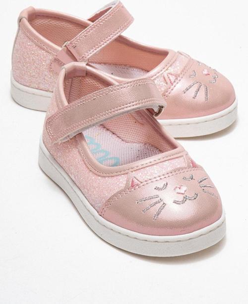 Kız Çocuk Pudra Kedili Günlük Babet