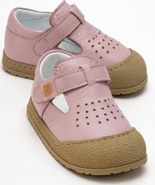 Unisex Çocuk Pudra Hakiki Deri Günlük İlk Adım Ayakkabı