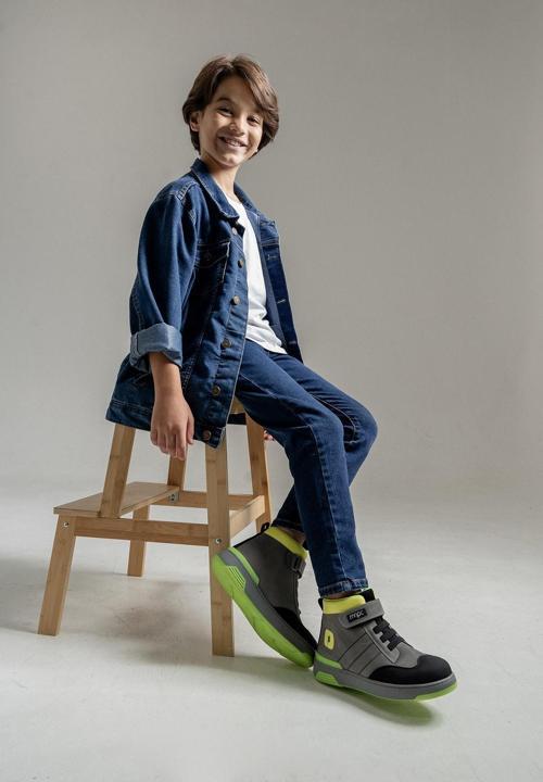 Erkek Çocuk Gri Hakiki Deri Anatomik Günlük Bot