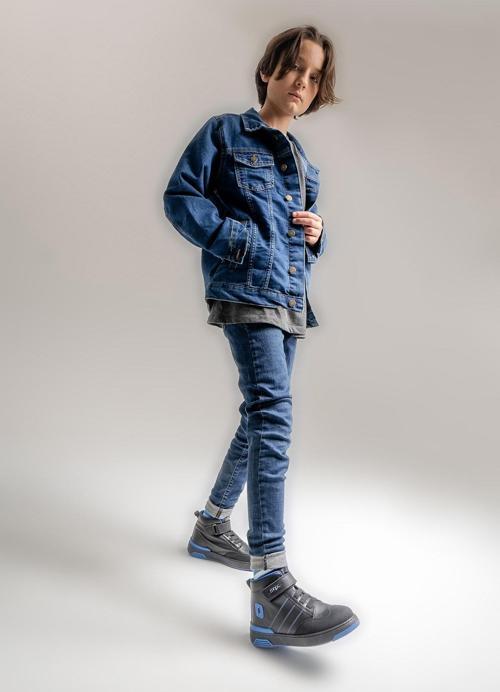 Erkek Çocuk Siyah Hakiki Deri Anatomik Günlük Bot