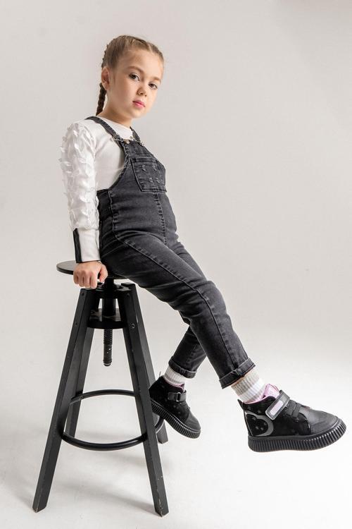 Kız Çocuk Siyah Hakiki Deri Suya Dayanıklı Anatomik Günlük Bot