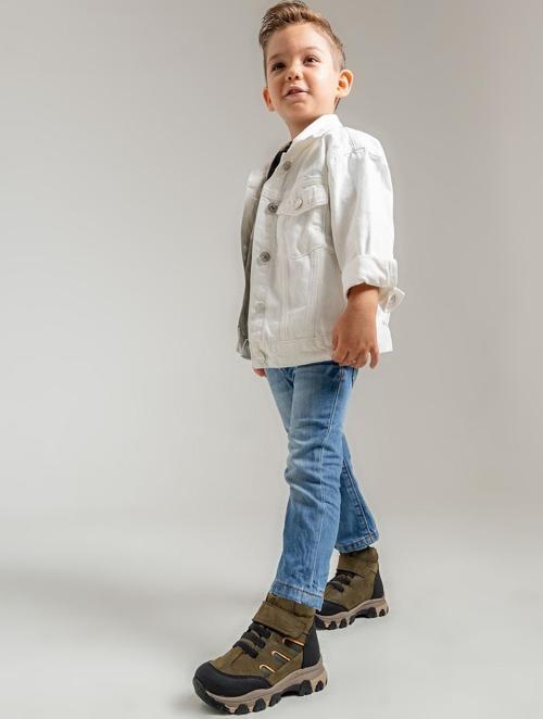 Erkek Çocuk Haki Hakiki Deri Anatomik Günlük Bot