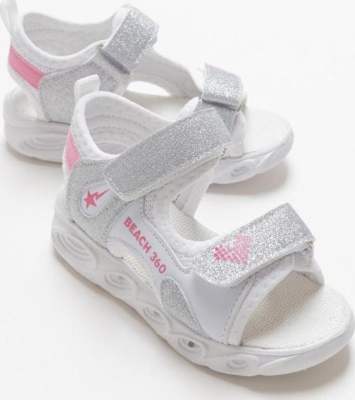 Kız Çocuk Gümüş Işıklı Anatomik Hafif Spor Sandalet