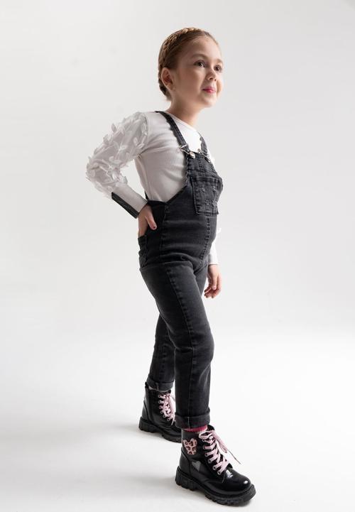 Kız Çocuk Siyah Rugan Rugan Deri Suya Dayanıklı Günlük Bot